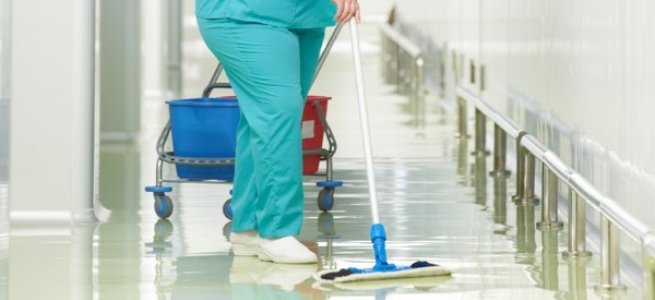 evs cleaning floor hospital