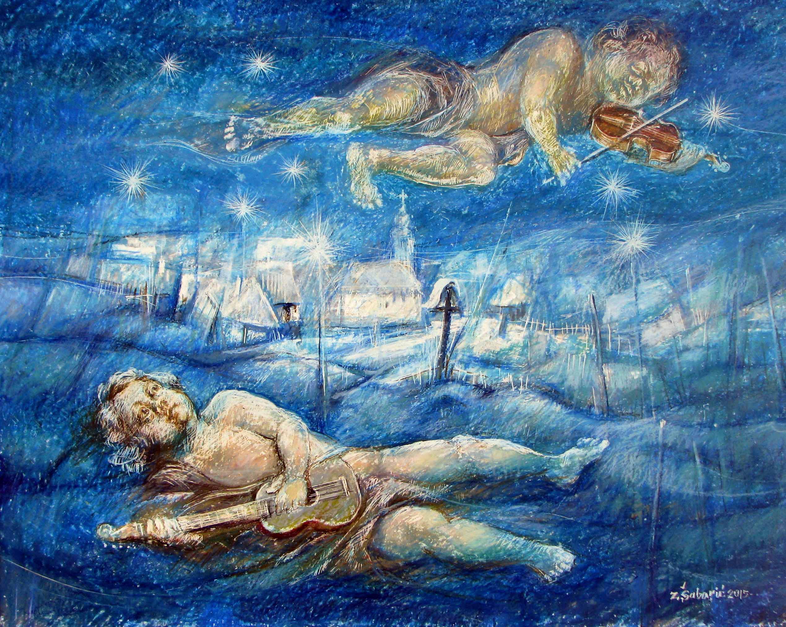 NOĆNA RAPSODIJA 2015. uljni pastel40x50