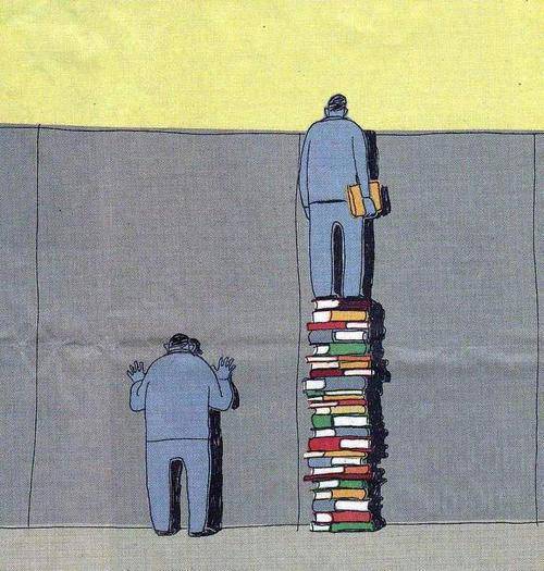 Knjige-čovjek-gleda-preko-zida