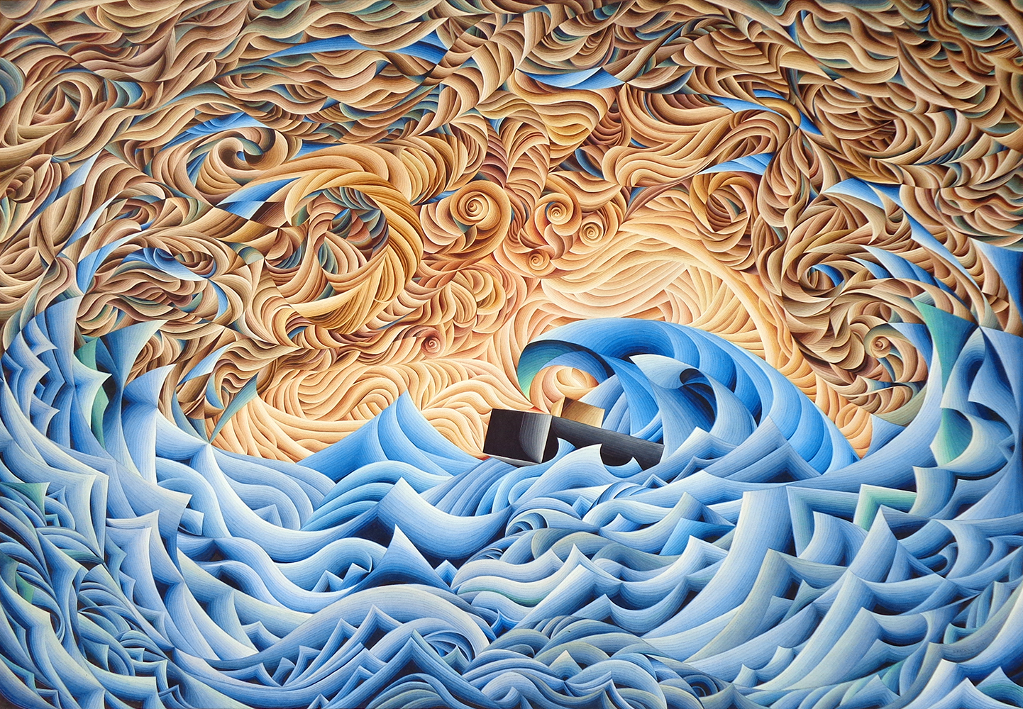 Damir Facan Grdiša - Brod mali - akvarel na papiru, 140x200cm, 2019.