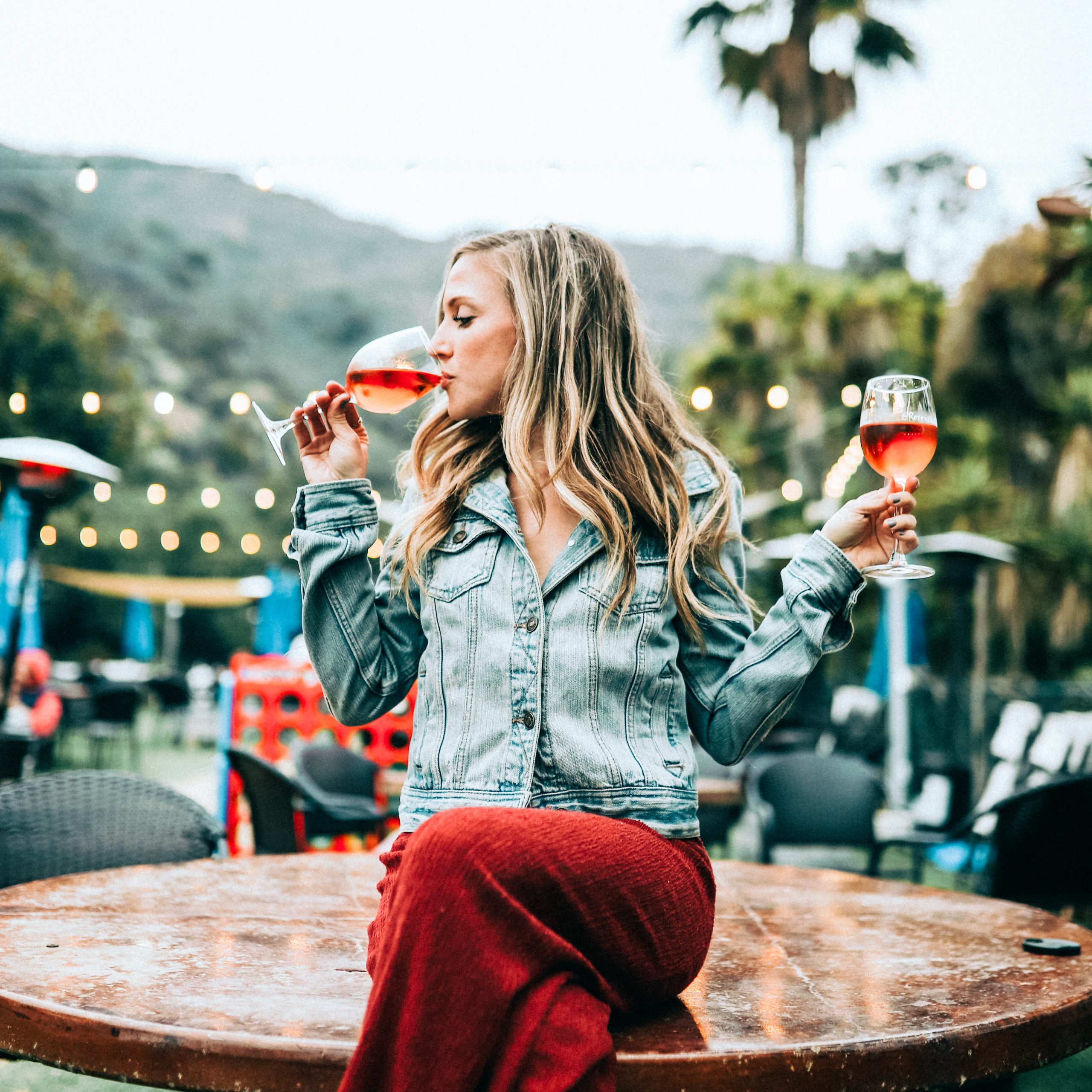 woman drinking wine