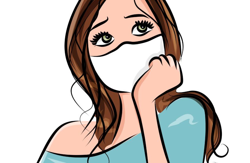 girl, portrait, face mask