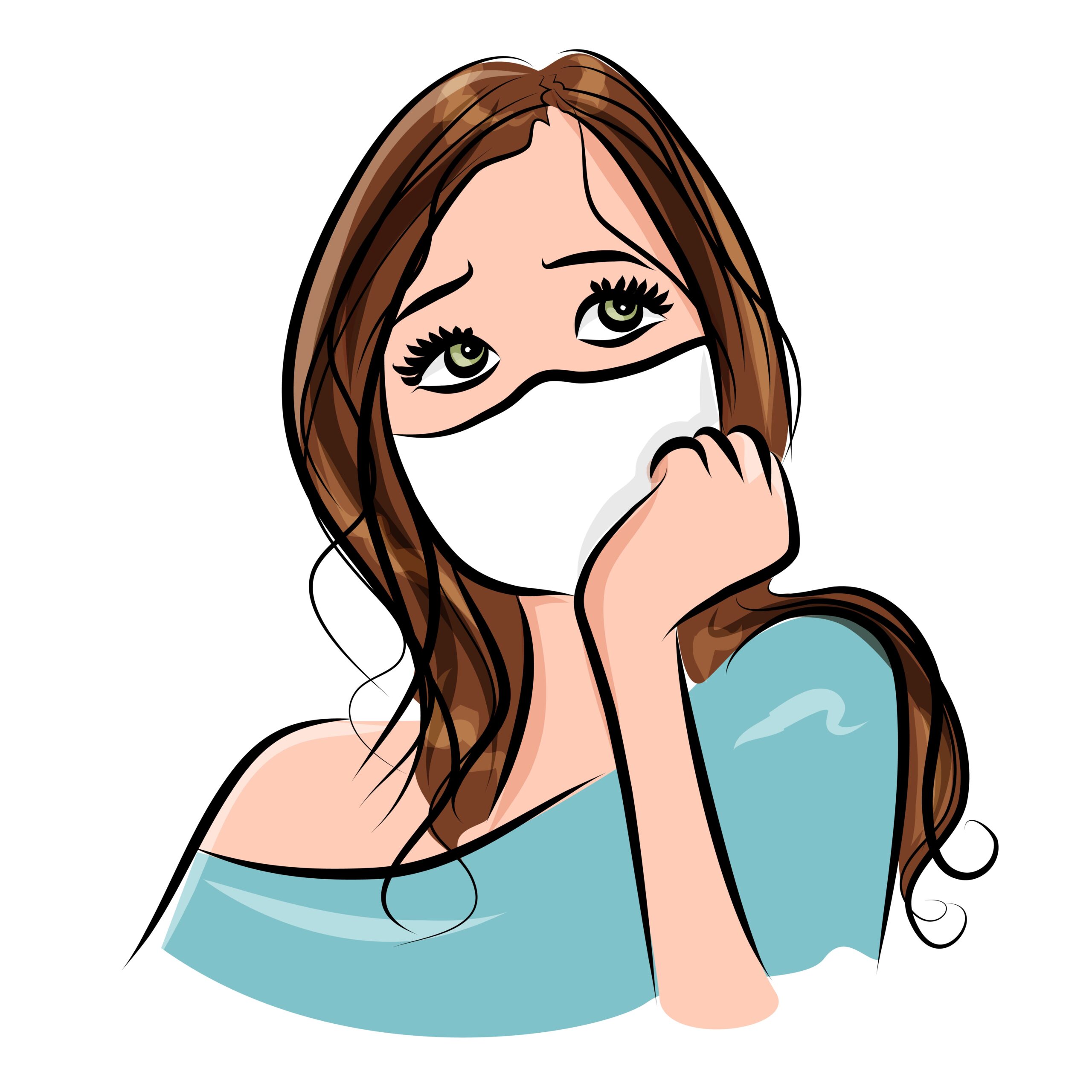 girl, portrait, face mask