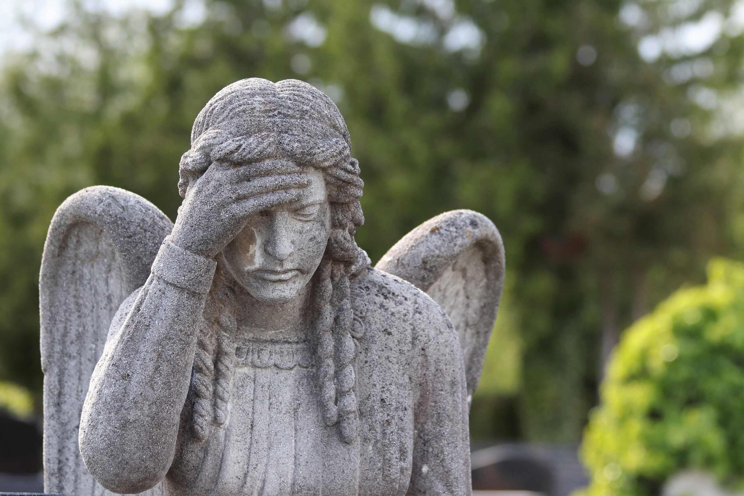 stone angel, wigs, statue