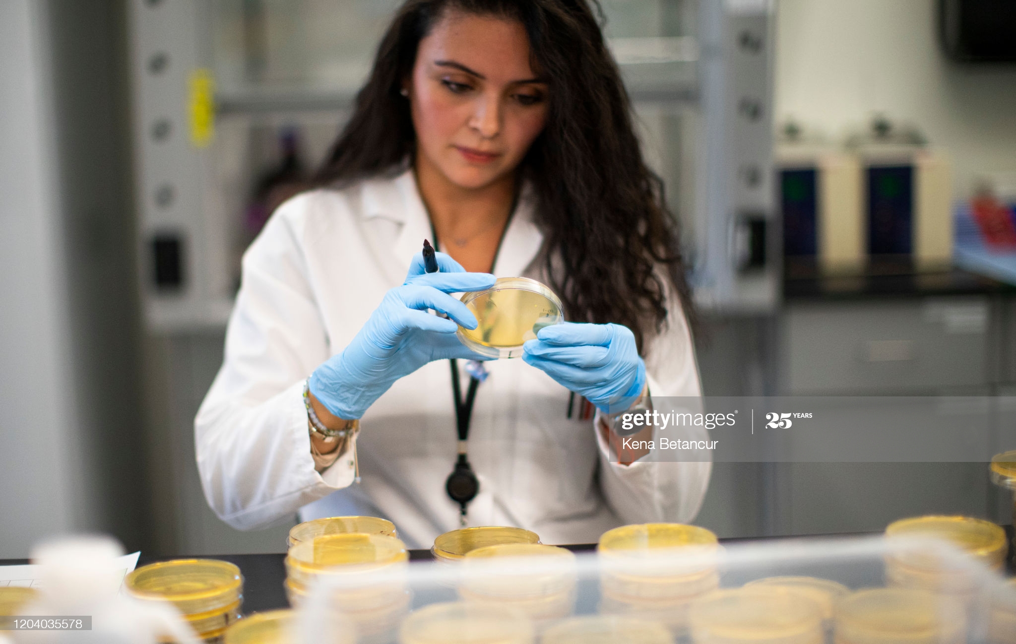 NUTLEY, NJ - FEBRUARY 28: A researcher works in a lab that is developing testing for the COVID-19 coronavirus at Hackensack Meridian Health Center for Discovery and Innovation on February 28, 2020 in Nutley, New Jersey. The facility develops novel therapies for some of the world’s most difficult diseases. At least 53 countries have reported cases of infection. (Photo by Kena Betancur/Getty Images)