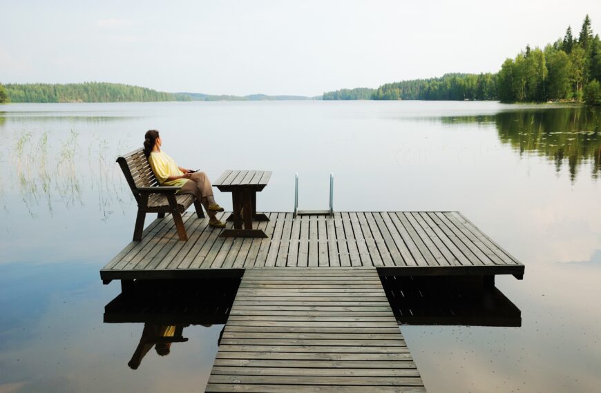 lake, platform, wooden platform