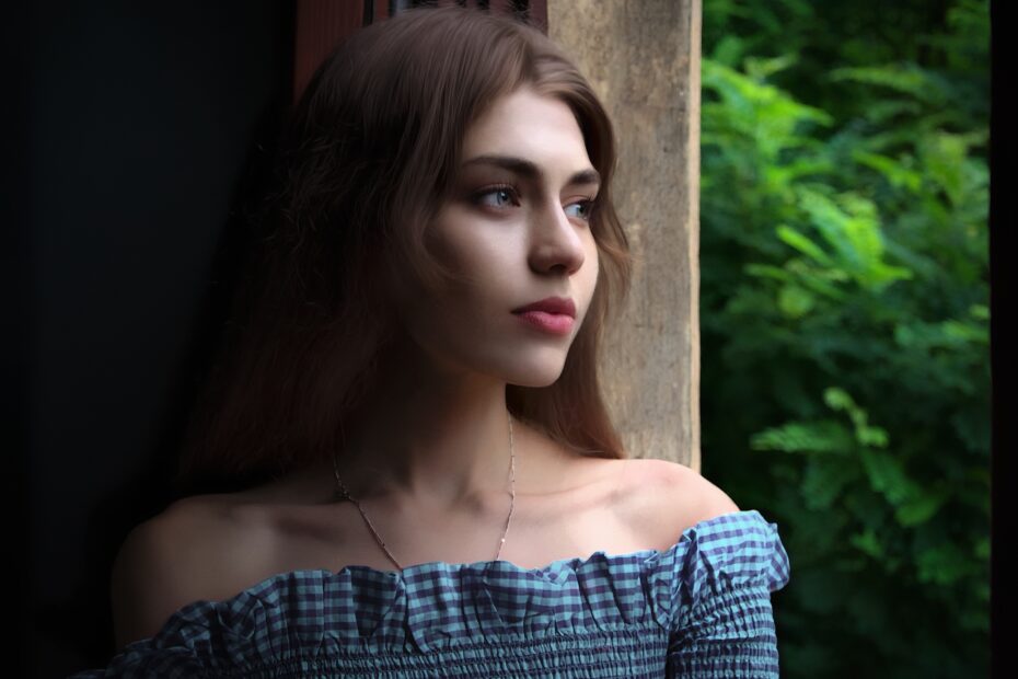 girl, window, beauty