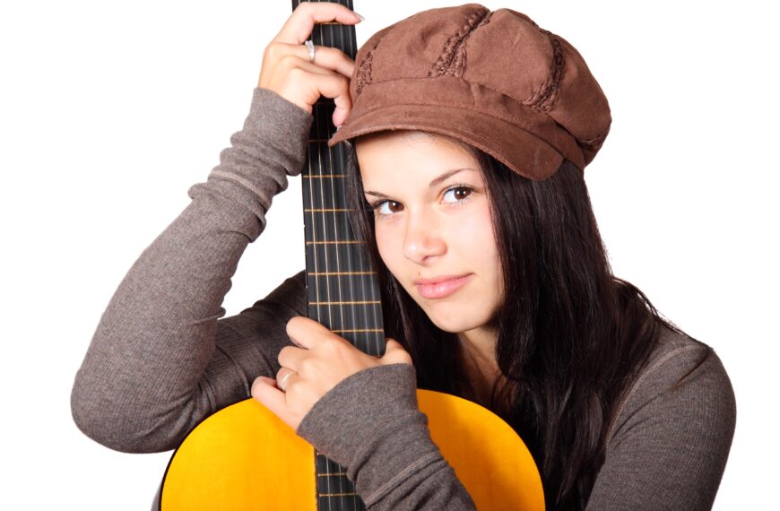 acoustic guitar, cute, female