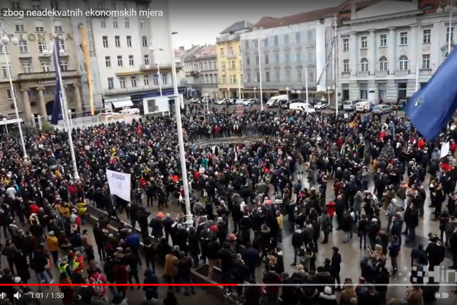 Prosvjed zbog neadekvatnih ekonomskih mjera Zagreb 03 02 2021