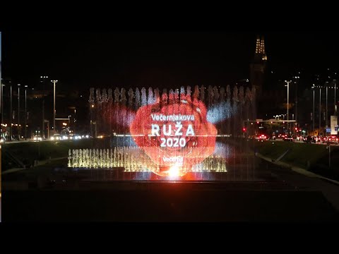 Fontane u Zagrebu prigodno osvjetljene u znaku Večernjakove ruže
