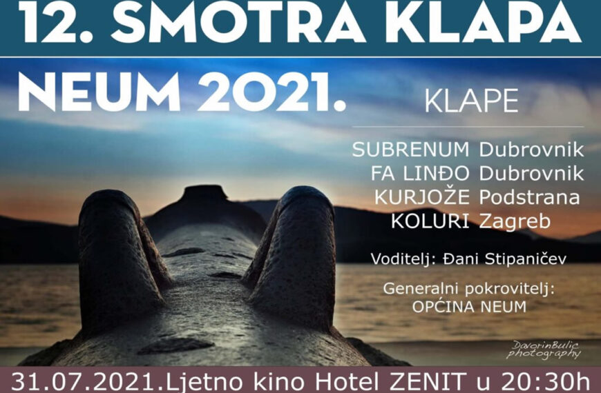 Najava: XII Smotra klapa Neum 2021.