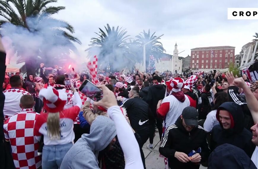 Hrvatski navijači na Rivi u dobrom raspoloženju uoči utakmice Hrvatska – Rusija
