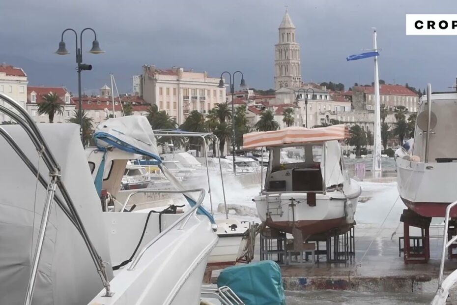 Olujno jugo i veliki valovi u Splitu