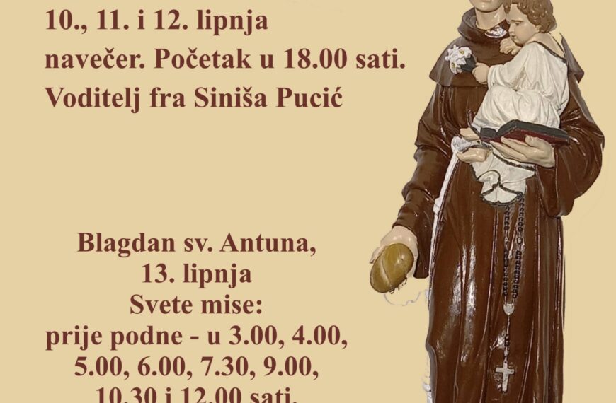 Antunovo u osječkoj Tvrđi – Najavljujemo proslavu blagdana svetog Antuna Padovanskog