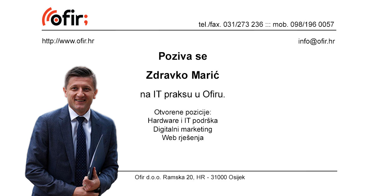 Osječka IT tvrtka poziva ministra u ostavci Zdravka Marića na praksu
