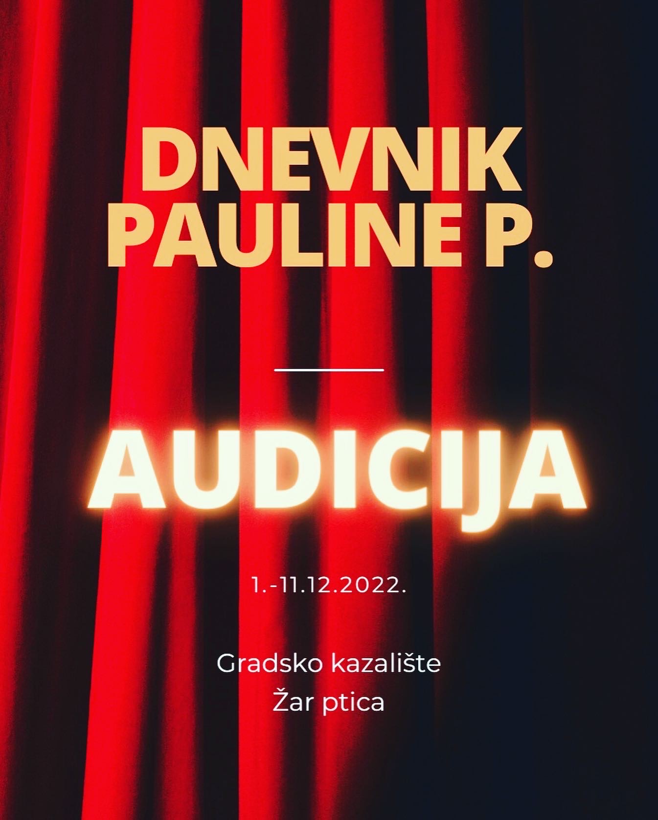 AUDICIJA U GRADSKOM KAZALIŠTU ŽAR PTICA