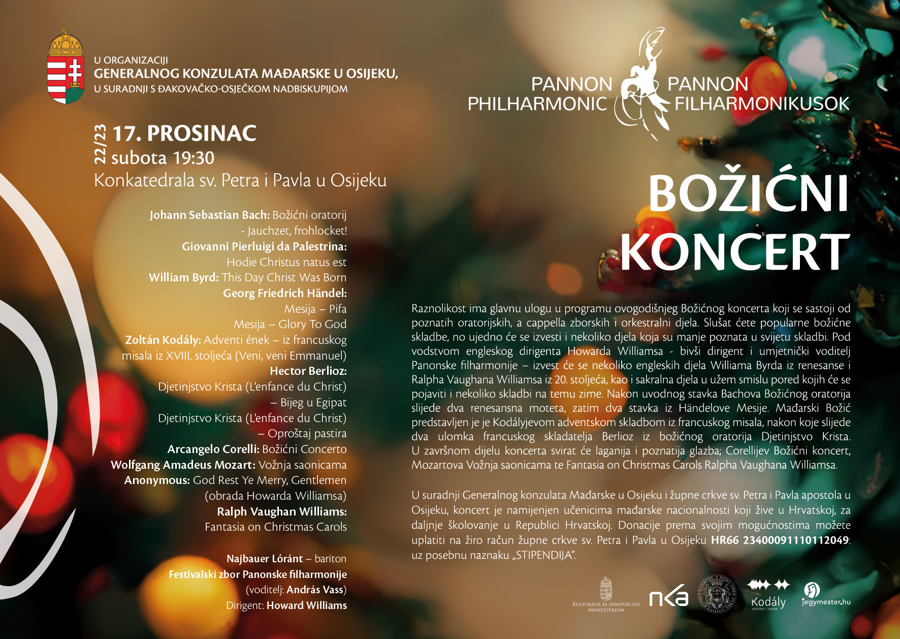 KONCERTNI CIKLUS GRADA NAJAVLJUJE: BOŽIĆNI KONCERT PANONSKE FILHARMONIJE U OSJEČKOJ KONKATEDRALI