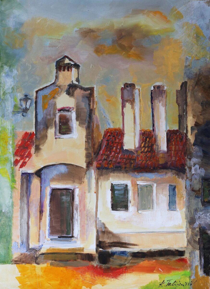 Ksenija Talijančić - Dimnjaci par excellence, ulje na platnu, 70x50cm