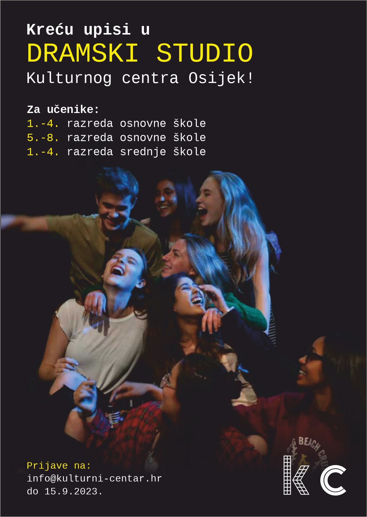 Kreću upisi u Dramski studio Kulturnog centra Osijek!