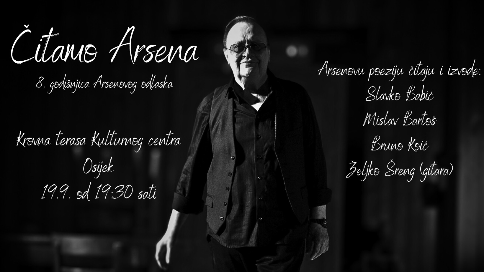„ČITAMO ARSENA“- VEČER POEZIJE (I PJESME) NA KROVNOJ TERASI KULTURNOG CENTRA OSIJEK