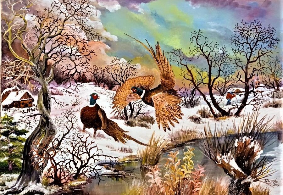 Stjepan Strmota, Zima U Slavoniji, Akril, 50x70