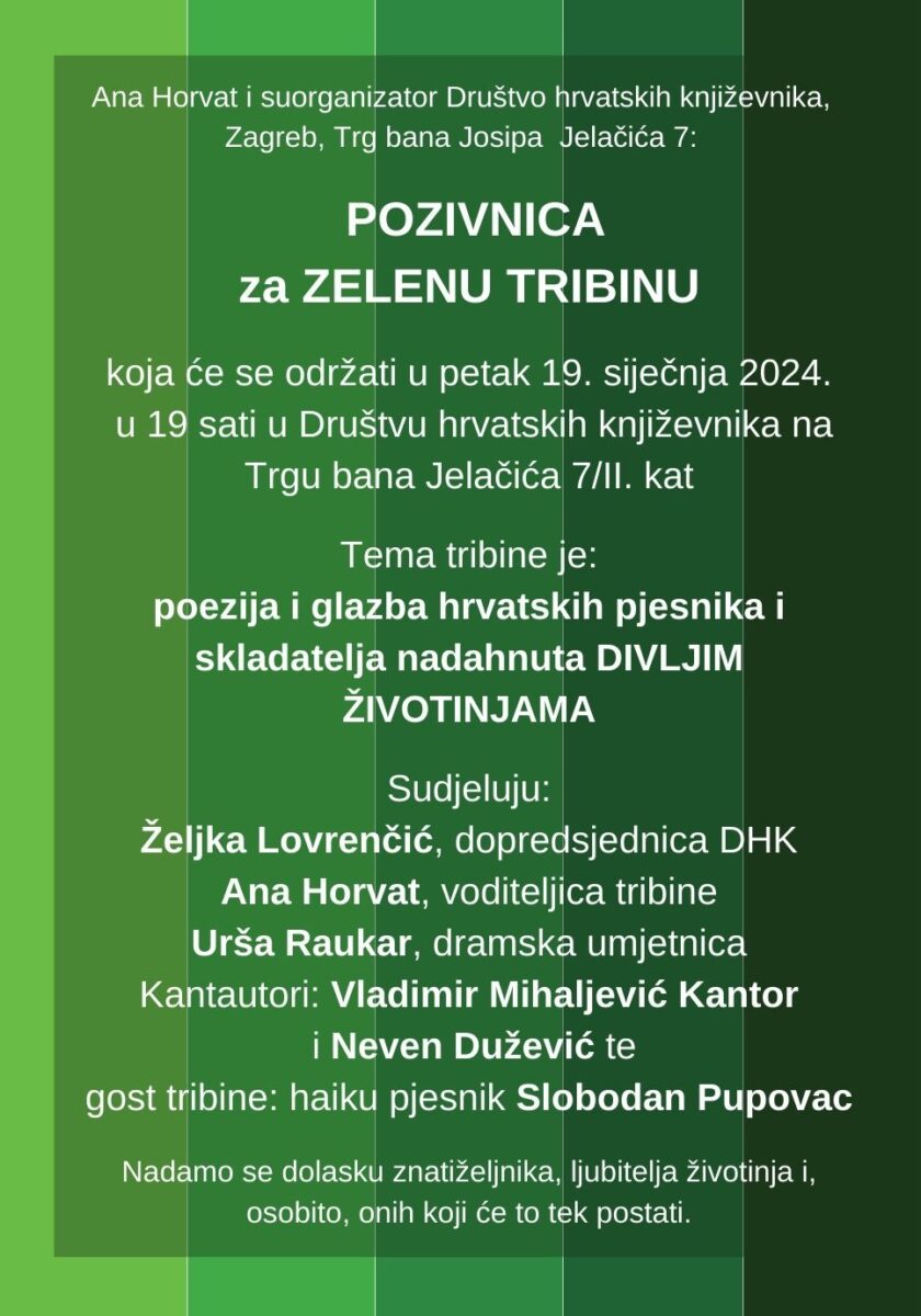 Zelena Tribina Ane Horvat, 19. Siječnja 2024. U Dhk