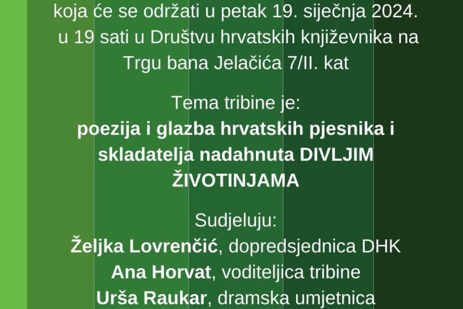 Zelena Tribina Ane Horvat, 19. Siječnja 2024. U Dhk