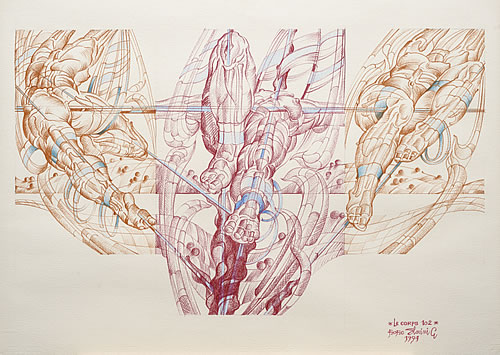 Le Corps 102, 1994, Papir, Krejon U Boji, 55×75