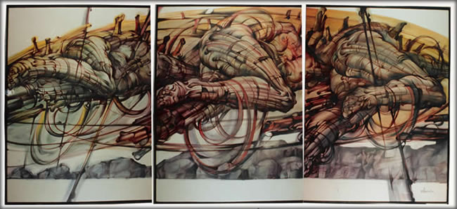 Le Corps I, 1988, Ulje Platno, 120×270