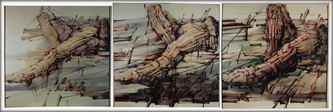 Le Corps Xl, 1986, Ulje Platno, 100×300