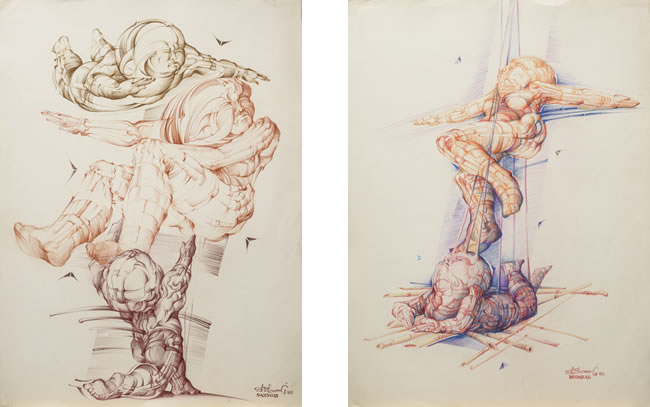 PokuŠaj Sjedinjenja, 1982, Papir, Krejon U Boji, 76×56 I Bezizlazni PoloŽaj, 1982, Papir, Krejon U Boji, 76×56