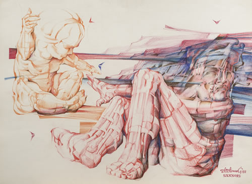 U Gestu Odbijanja, 1982, Papir, Krejon U Boji, 56×76