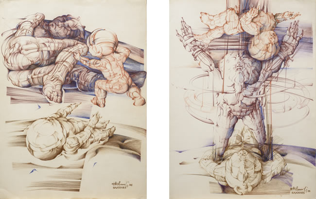 Veliko Stradanje, 1982, Papir, Krejon U Boji, 76×56 I Veliko IŠČekivanje, 1982, Papir, Krejon U Boji, 76×56