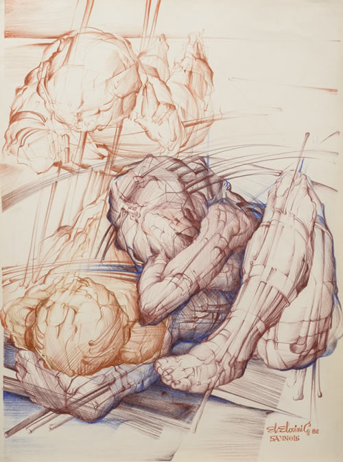 Vrijeme Opstanka, 1982, Papir, Krejon U Boji, 76×56