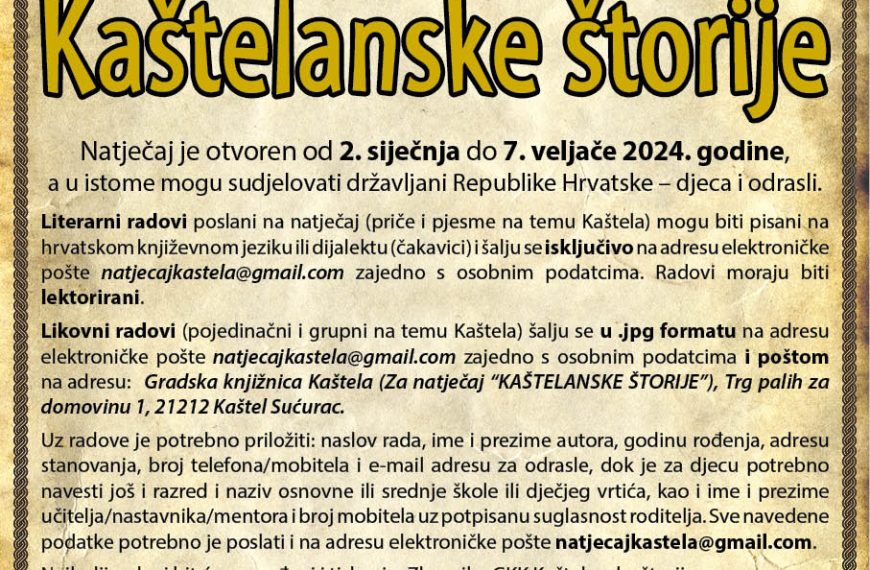 GKK raspisuje Literarno-likovno-filmski natječaj Kaštelanske štorije 2025.