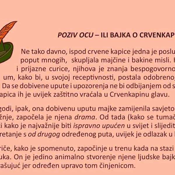Željka Pintar: Poziv ocu – ili bajka o Crvenkapici