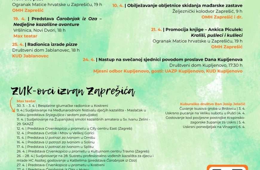 Travanj u ZUK-u – ficlek kulture