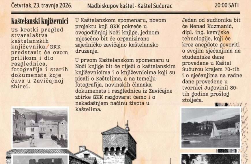 Kaštelanski spomenar Gradske knjižnice Kaštela u Noći knjige – kaštelanski književnici