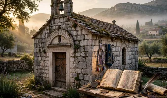 u kamenu crkvica AI foto