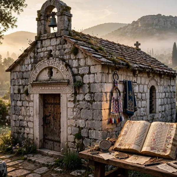 u kamenu crkvica AI foto