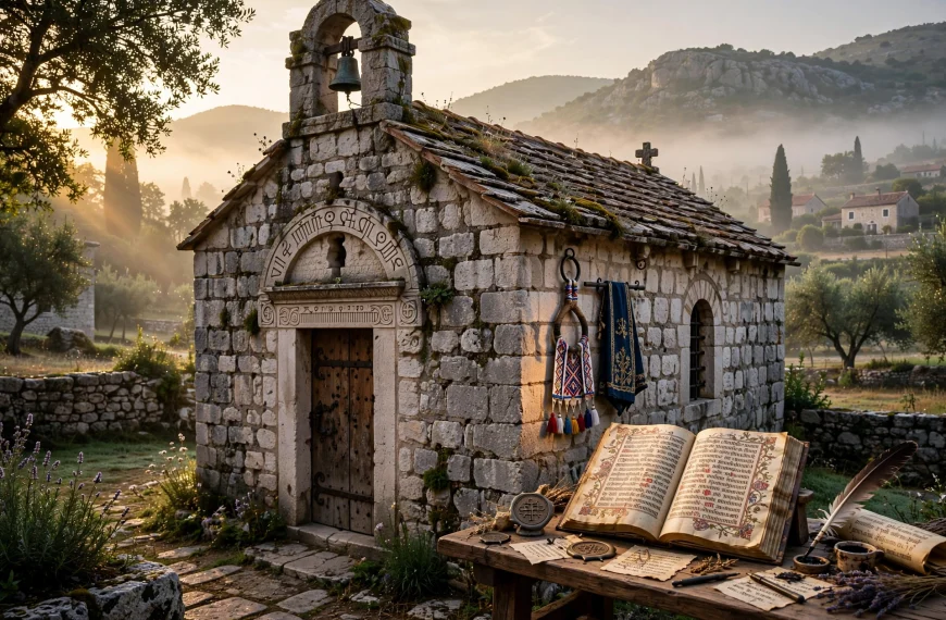 u kamenu crkvica AI foto
