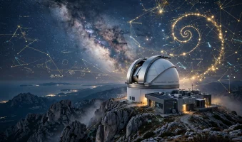 Ultra-moderna kupola zvjezdarnice na vrhu Biokova pod eksplozijom Mliječne staze AI foto