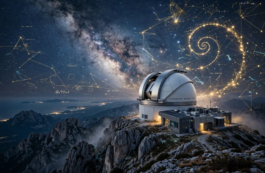 Ultra-moderna kupola zvjezdarnice na vrhu Biokova pod eksplozijom Mliječne staze AI foto