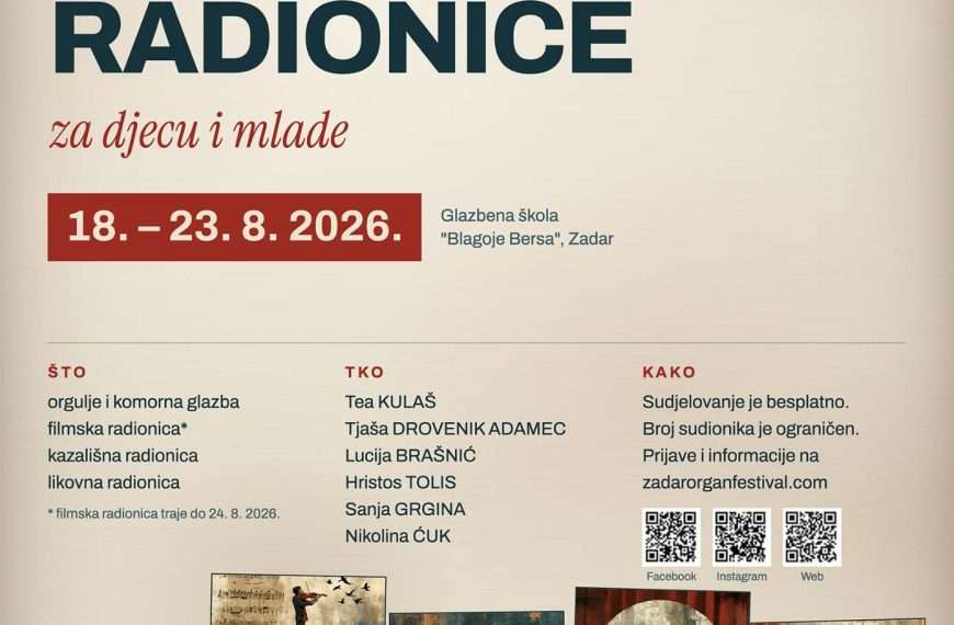 OTVORENE PRIJAVE ZA 8. KREATIVNE RADIONICE ZADAR ORGAN FESTIVALA
