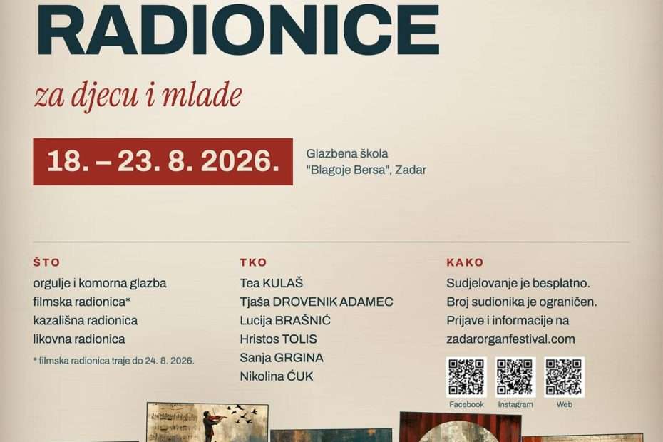 OTVORENE PRIJAVE ZA 8. KREATIVNE RADIONICE ZADAR ORGAN FESTIVALA