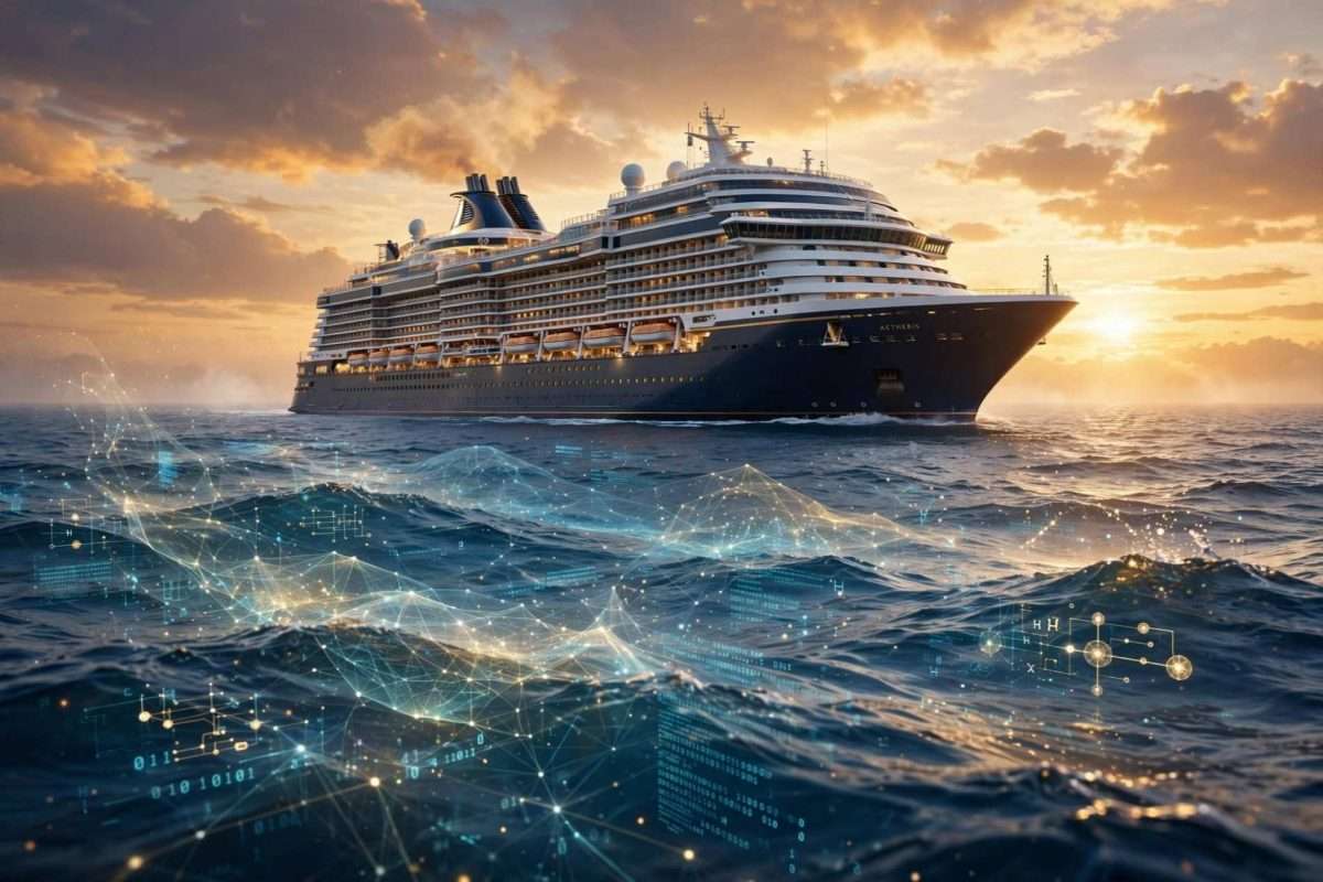 futuristička sinergija — prekooceanski kruzer i kod meta ai foto