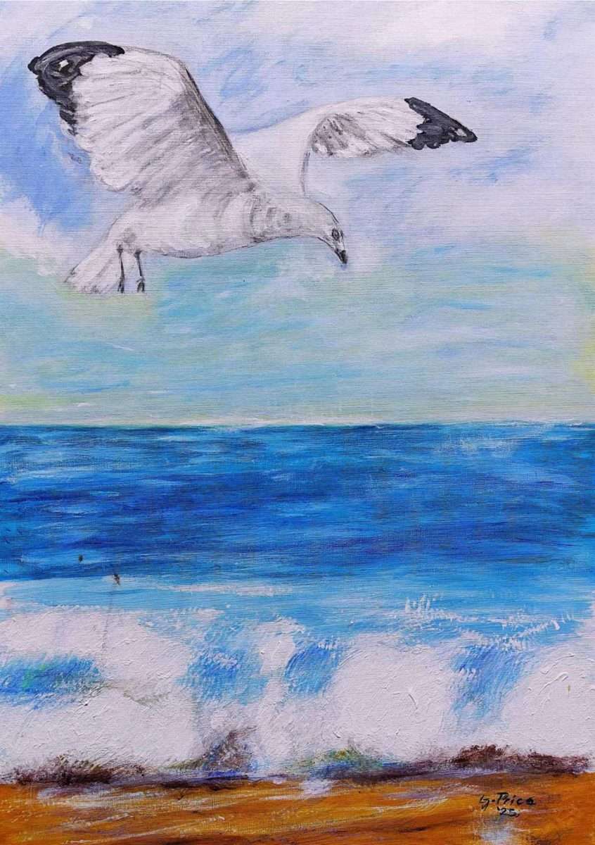 ljubica prica tomaš moj galebe akril platno 70 x 50 2025