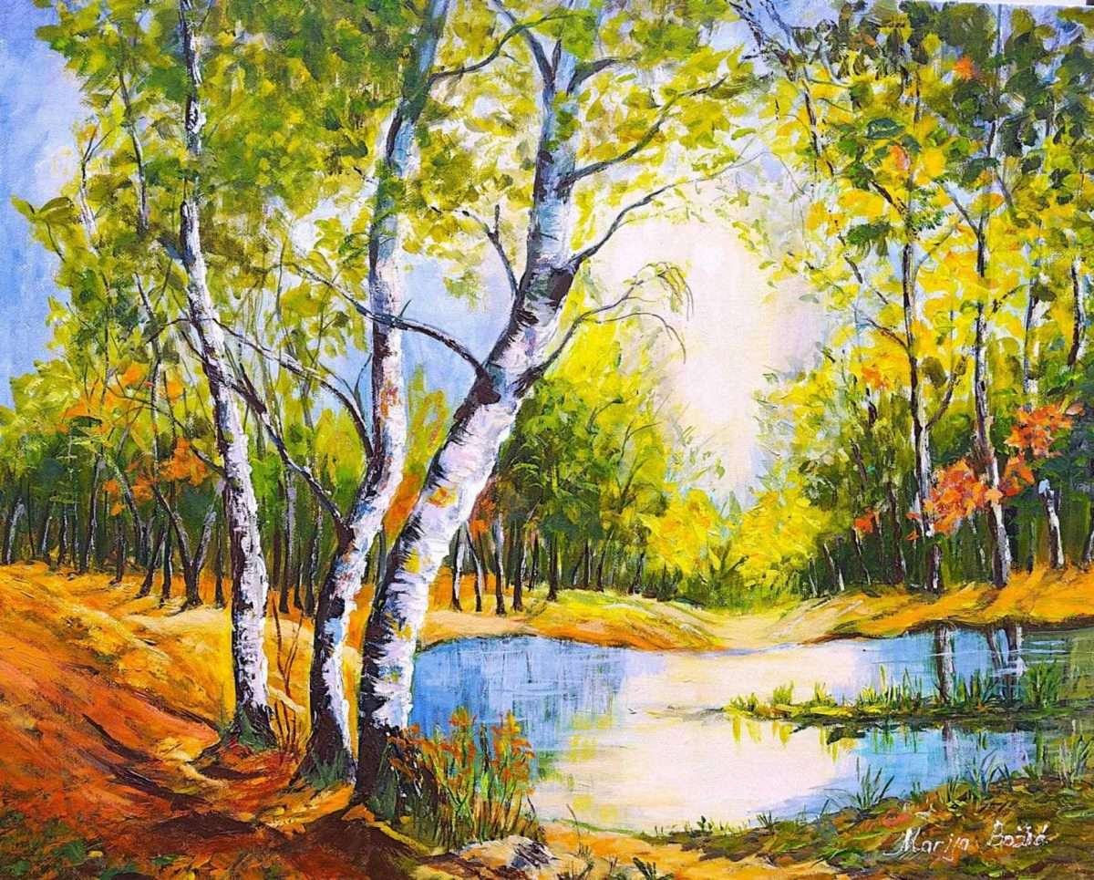 marija božić breze akril platno 50 x 60