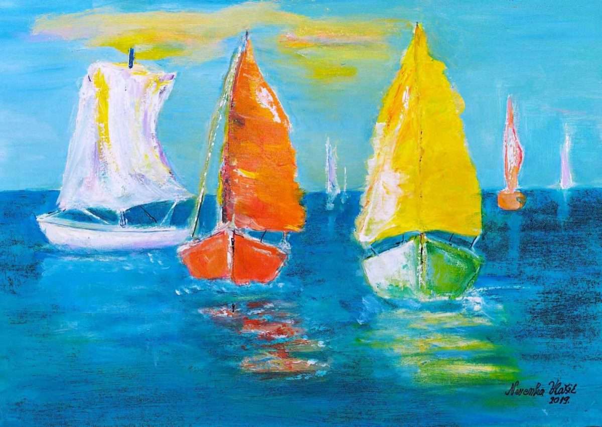 nevenka vlašić brodice akrilik platno 50 x 70
