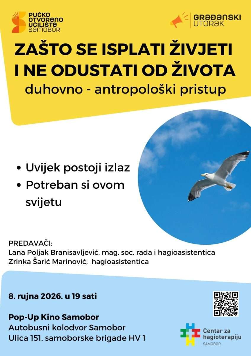 poziv na predavanje Žašto se isplati živjeti i ne odustati od života